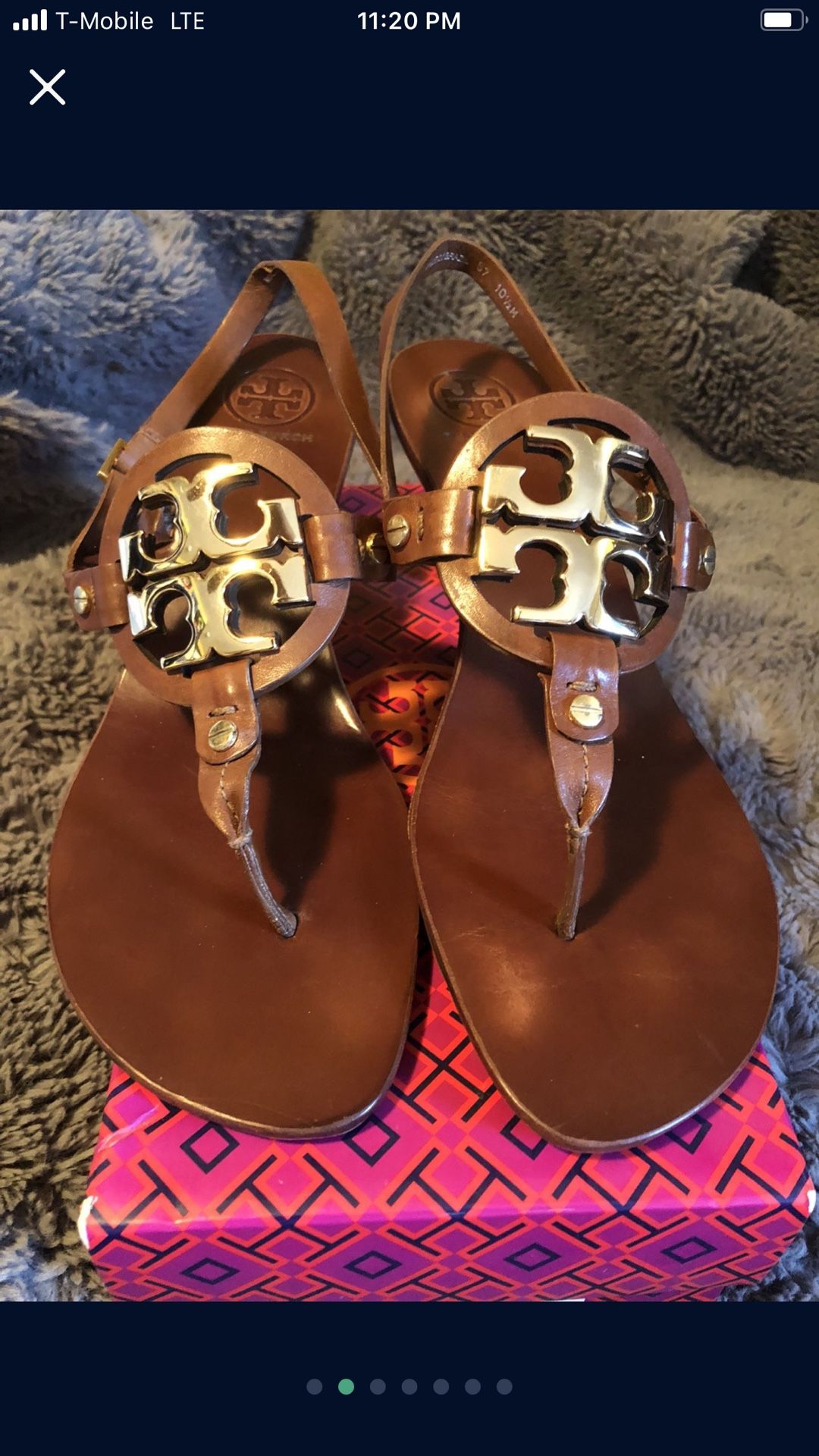 Used Tory Burch  size   10  1/2  brown leather heels 