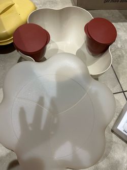 Vintage Tupperware chip dip set w lid & steamer