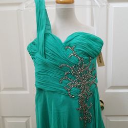 One Strap Teal Green Sequined Dress  Size 6
