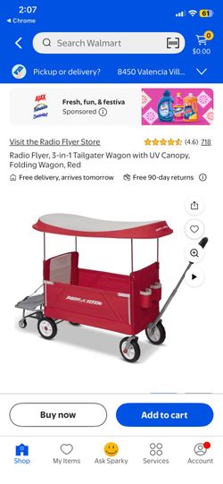 Radio Flyer, 3-in-1 Tailgater Wagon with UV Canopy, Folding Wagon, Red
