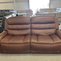 Leather Power Recliner Loveseat 
