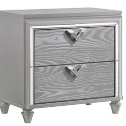 Glam Light Silver 2 Drawer Nightstand 
