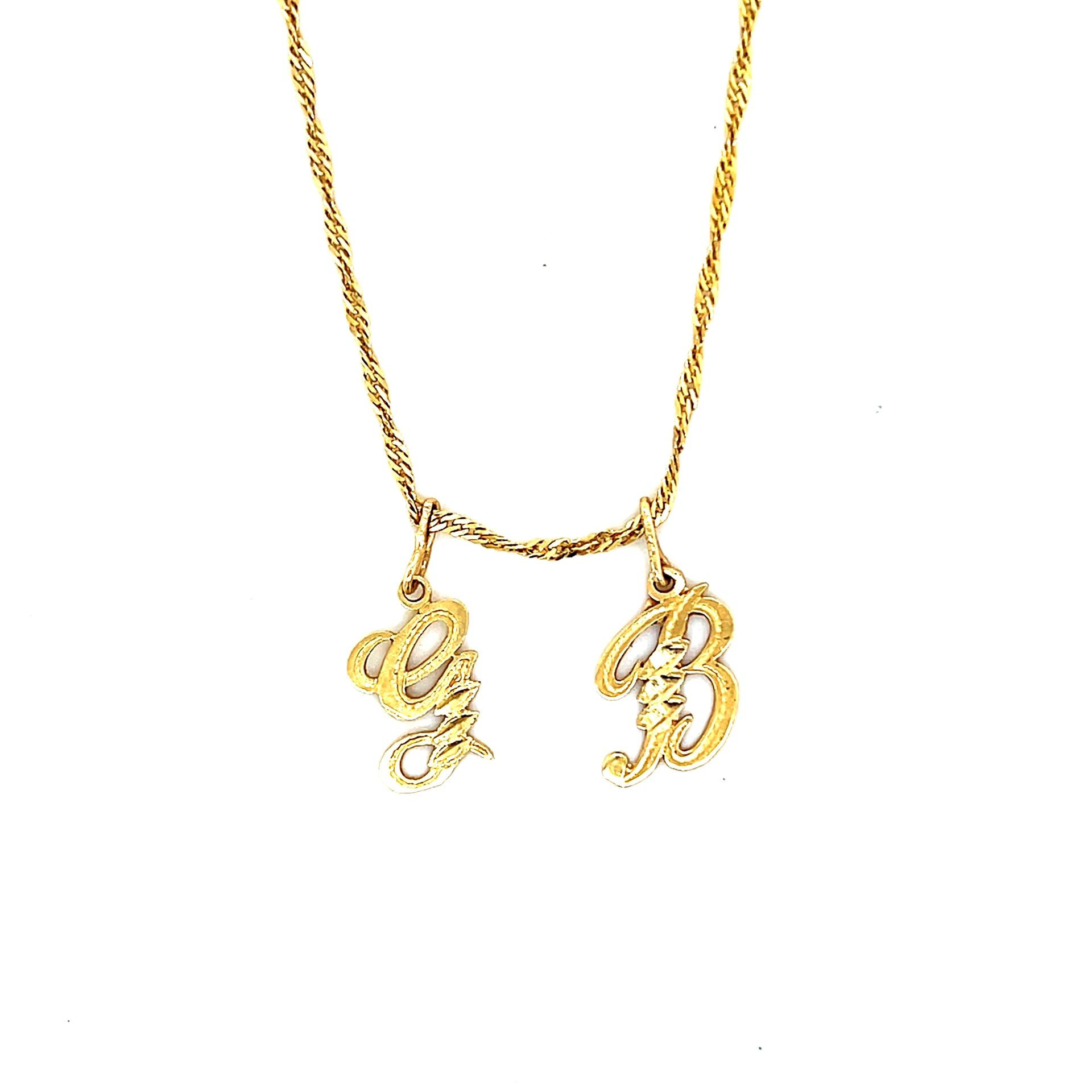 14K Gold 2 Pendants Necklace
