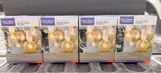 Better Homes & Gardens 20-Count Clear Glass Globe Bulbs Outdoor String Lights x4