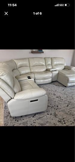 Beautiful elegant upscale luxury Italian leather All electric powered sectional Sofa