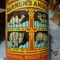 VINTAGE BARNUM'S ANIMALS CRACKER TIN CAN