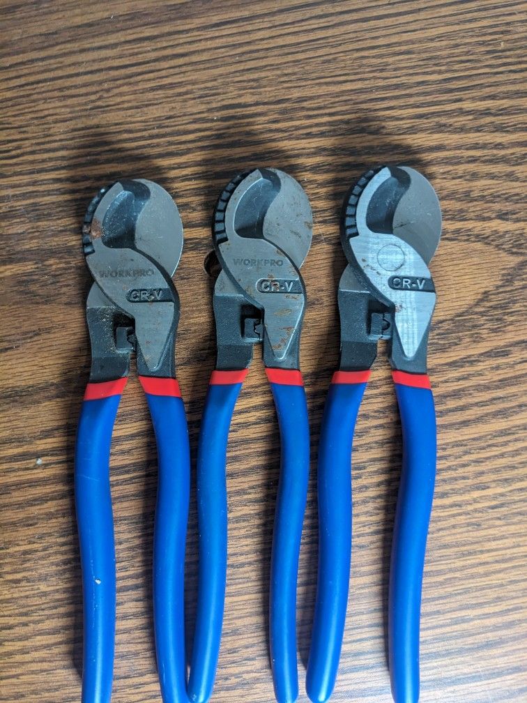 Set Of 3 WORKPRO 9-1/4 inch High Leverage Cable Cutter, Heavy Duty Wire Cutter for Aluminum, Copper, Wire, and Communications Cable