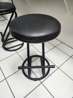 Pair of Z Frame Black Leather Bar Stools $20.-- Each -Firm