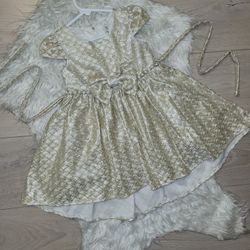 Gold Holiday Dress,  2T,  $15