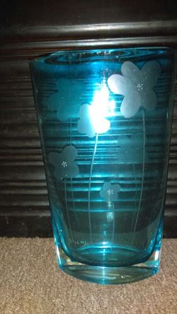 Glass vase with flower prints