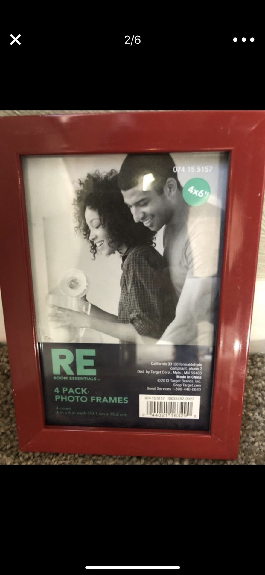 (6) red 4x6 photo frames