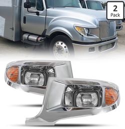 Headlight Assembly Fit for International Terrastar 2010-2015 Truck, DOT and SAE Approved Headlamp OE Replacement Left Driver and Passenger Right Side 
