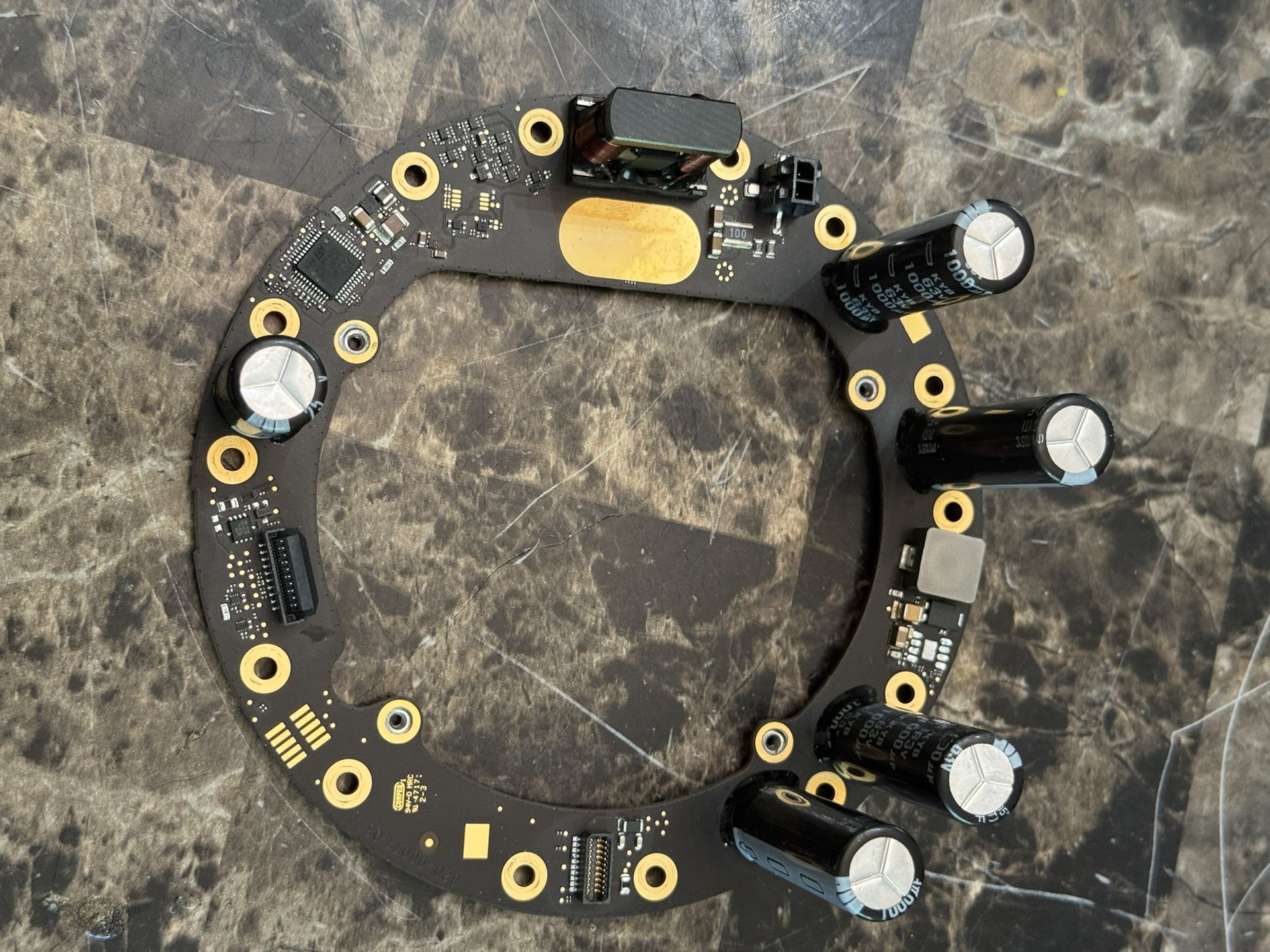 The amplifier boards are damaged Near The 4 Capacitor In Picture