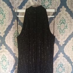 Adrianna Papell Black beaded evening gown. 
