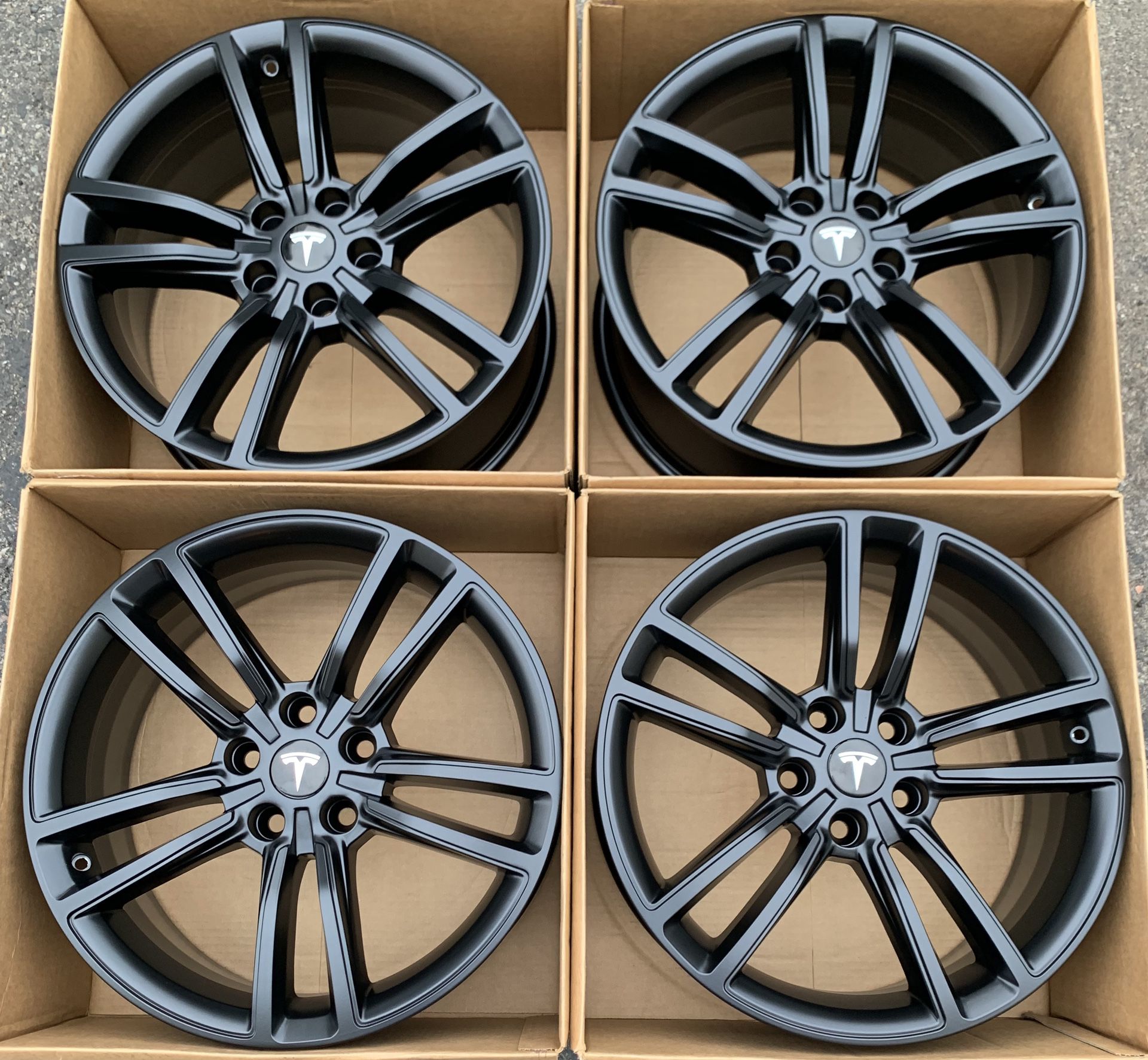 19” Tesla model s split factory wheels rims satin black new