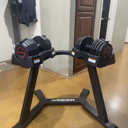 Weider Adjustable Dumbbells And Stand (delivery Available)