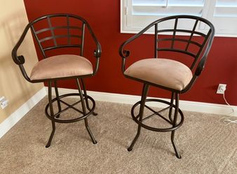 Set of 2 Swivel Bar Stools with Arms