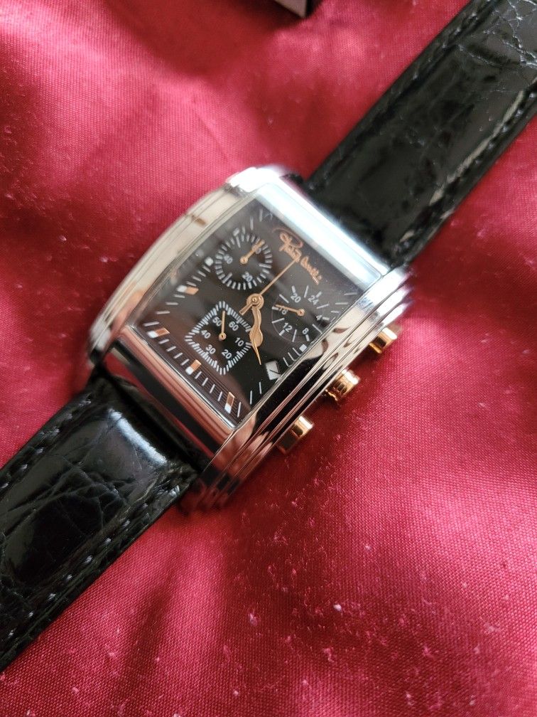 ⚡️RARE - NEW Roberto Cavalli ESON Black Crocodile Leather Men's Watch