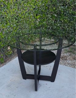 Ciara espresso dining table - glass tabletop