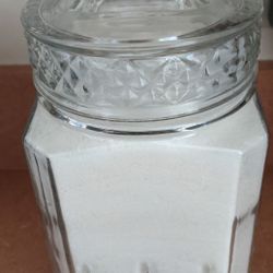 Koeze's Vintage Clear Glass Large Square Canister/Apothecary/Display Jar w/Lid
