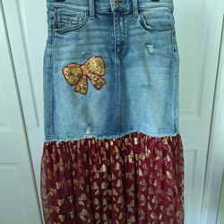 Upcycled Sneak Peek Sz medium Jean Skirt
