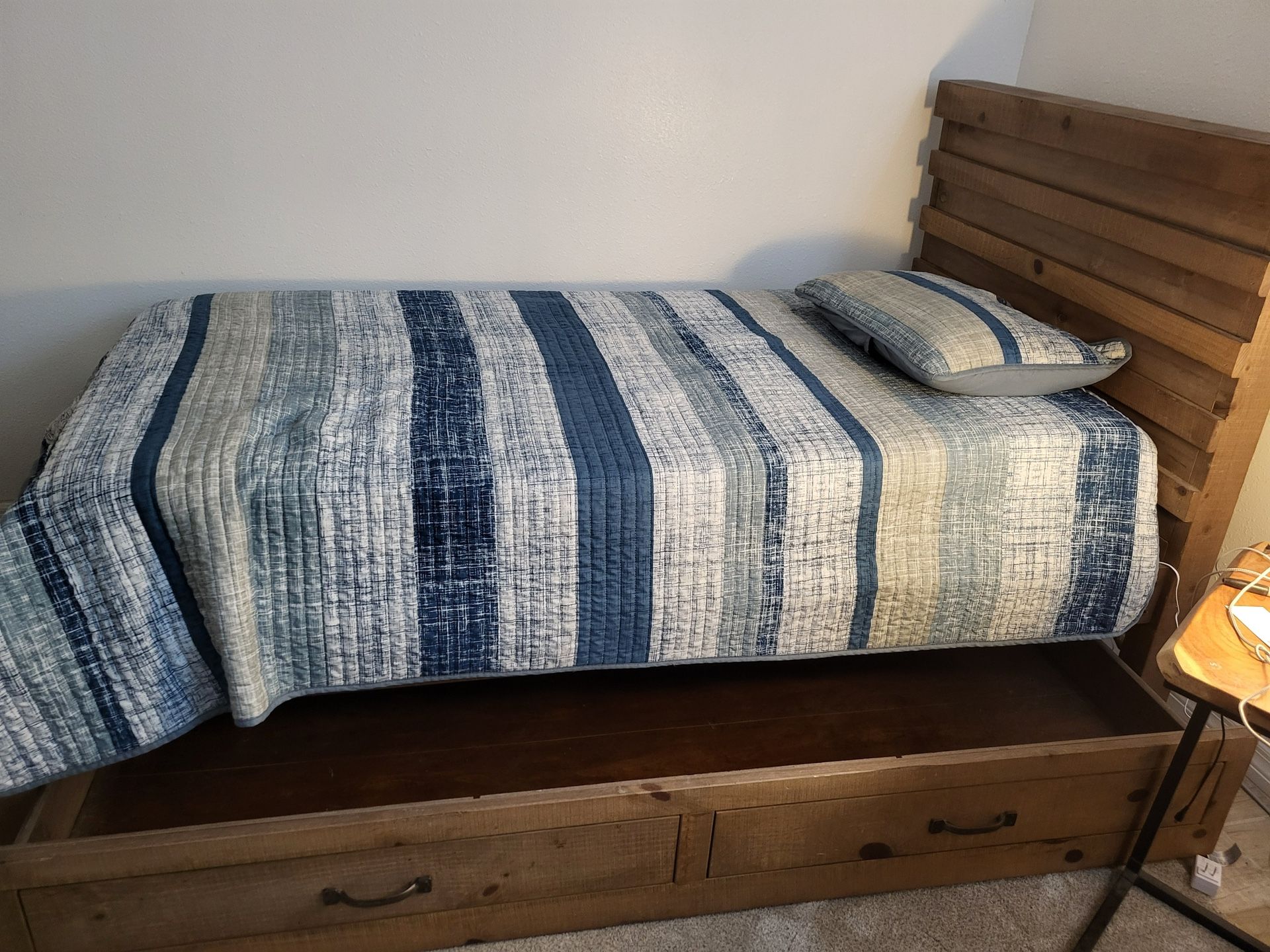 Twin Captain Bed With Mattress And “Bunkie board”