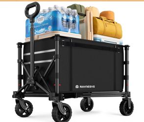 Collapsible Wagon with Wheels,120L Wagon Cart - 220lbs capacity
