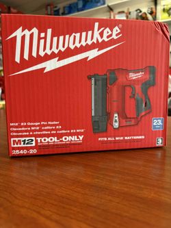 Milwaukee pin nailer 23ga new