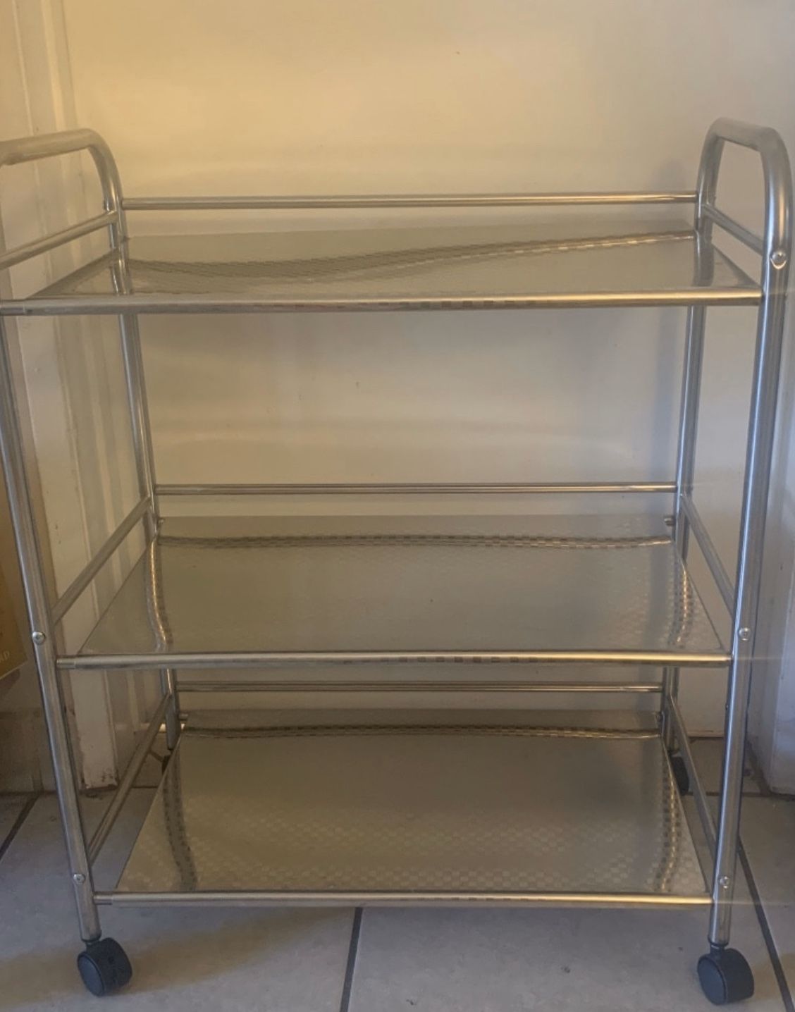 Stainless steel kitchen/storage cart, 3 shelving , Firm Price.