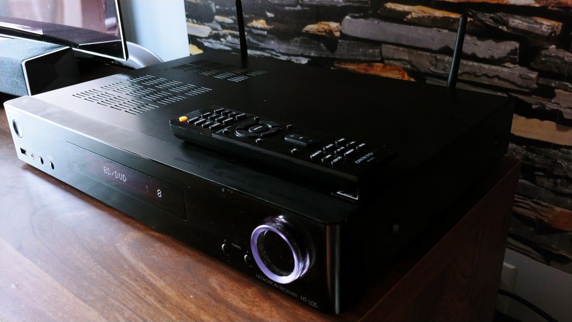 Onkyo A-500 sound bar with wireless subwoofer and receiver.