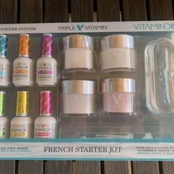 New Triple Vitamin Nail Liquid Dip Powder Set French Pink White Starter Kit DIY Home