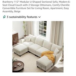 🔥 LIKE NEW Modular Cloud Sectional Sofa – $550 OBO 🔥