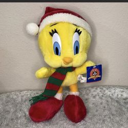 1998 Looney Tunes Christmas Tweety Bird 14" Plush Stuffed Animal Play by Play