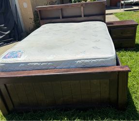 Nice full bed with good mattress and one nightstand