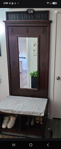 ENTRY WAY TOLL MIRROR WITH BENCH &STORAGE