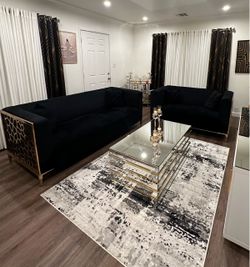 LUXURY BLACK & GOLD LIVING ROOM SET — ONLY 9 MONTHS OLD