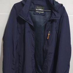 Men Waterproof  Blue Jacket Zip Casual Coat Warm Hooded Outdoor Windproof  Sz XL