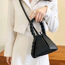 Triangle Rope Braided Snap Close Small Purse With Removable Adjustable Strap