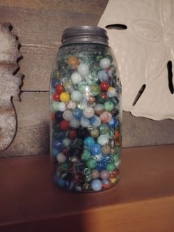 Mason's Jar Full Of Marbles 