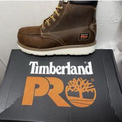 Timberland Pro Wedge Boots Mens 9 6" Brown Soft Toe Leather Tan NIB NWT NEW