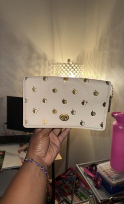 White & Gold Coach Clutch 