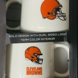 2 NFL 15oz Cleveland Browns Double Sides Design Mugs