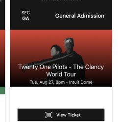 TWENTY ONE PILOTS TICKET