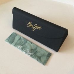 MAUI JIM LARGE FOLDING SUNGLASSES CASE WITH CLEANING CLOTH BLACK NEW