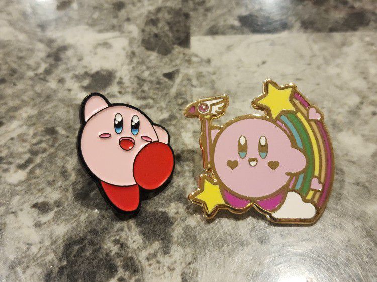 Cute Kirby & Kirby sailor moon mashup enamel pins