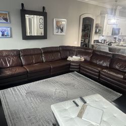 Real Leather Sectional With Two Recliners