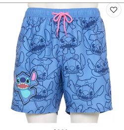 NWT blue Disney Stitch men’s swim trunks size XXL