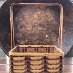 Vintage Japanese Woven Split Came Bamboo Basket Handmade