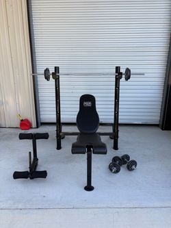 MARCYPRO weight bench, 6ft solid barbell & adjustable dumbbells handle $190