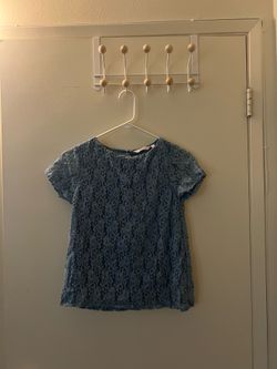Blue Lace Short Sleeve Top